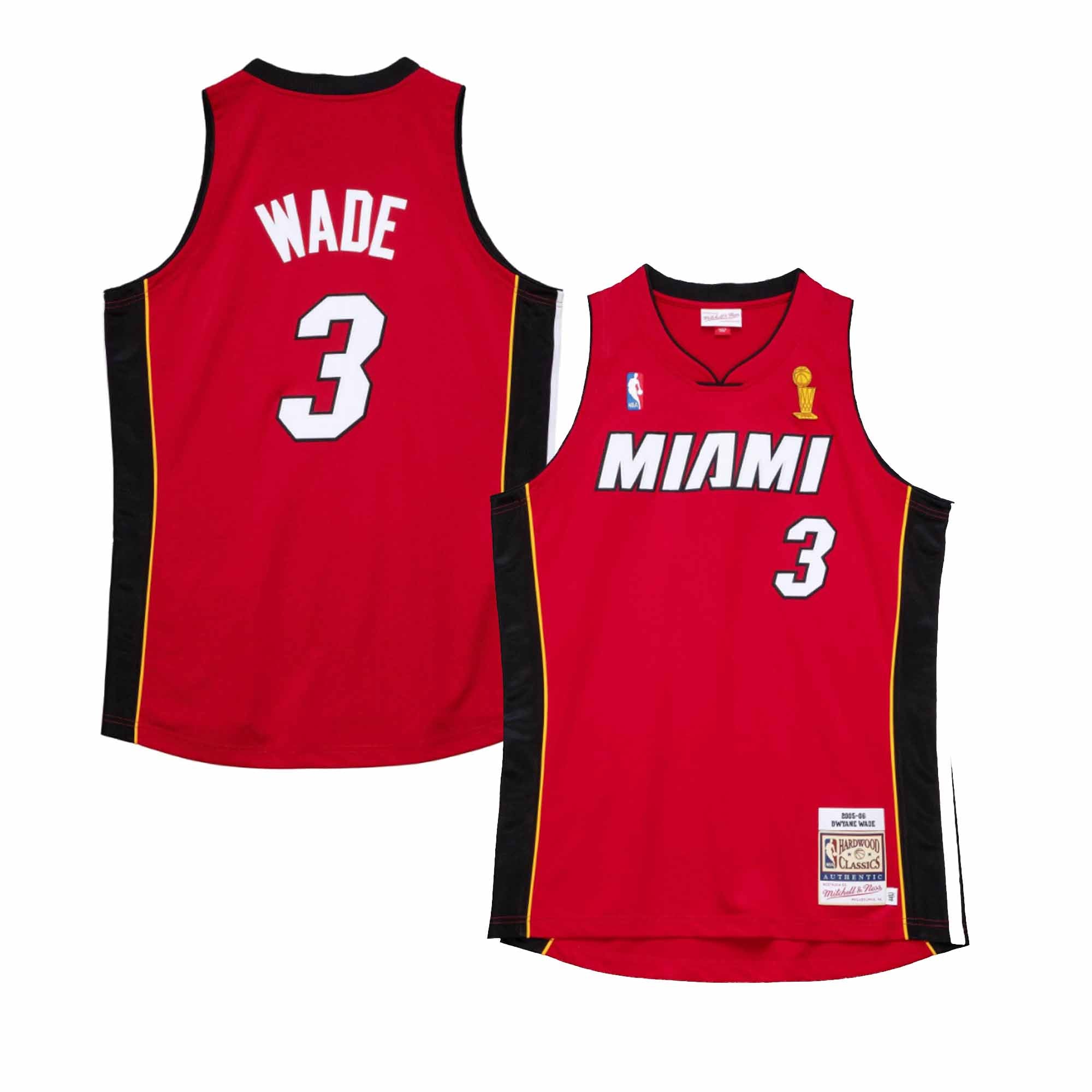 Men's Mitchell & Ness Dwyane Wade Red Miami Heat 2005-06 Hardwood Classics  Authentic Jersey