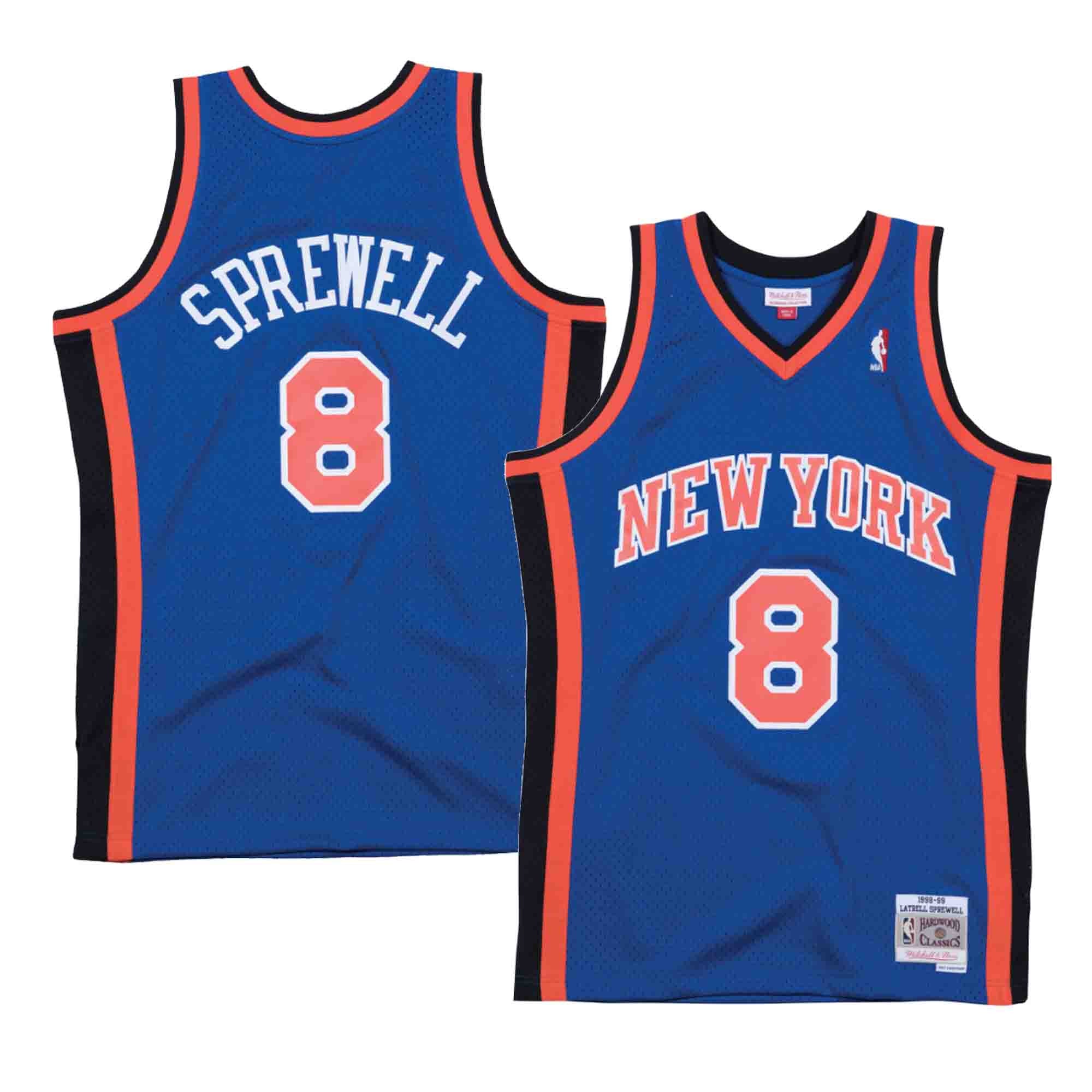 Men's Mitchell & Ness Latrell Sprewell Blue New York Knicks Hardwood Classics Swingman Jersey Size: Small