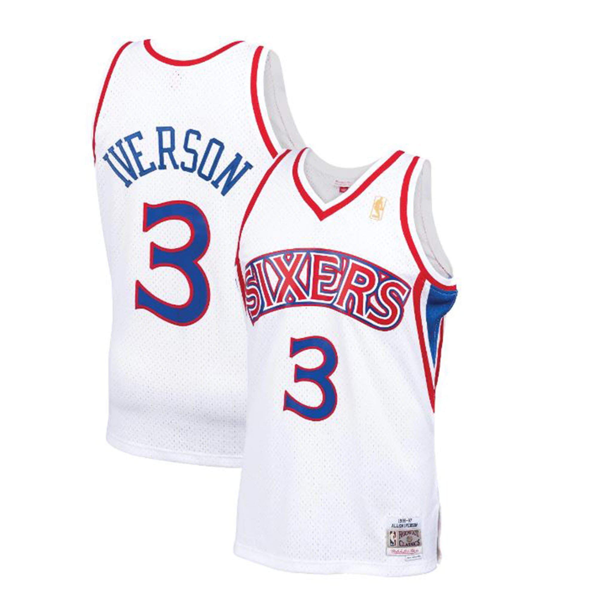 VTG NBA Finals Sixers Allen Iverson #3 Jersey Shirt Mens L White Gold  Sleeveless