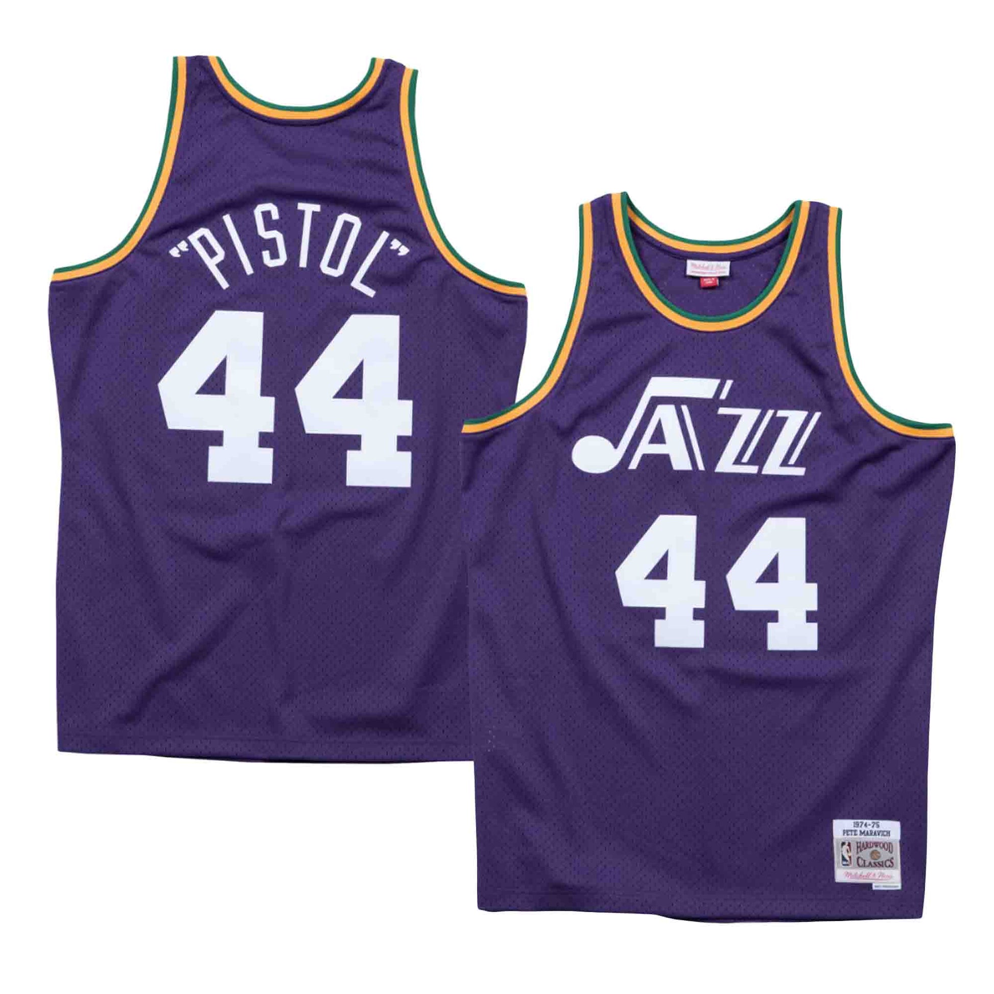 44 PETE MARAVICH NO/Utah Jazz NBA Guard Purple Throwback Jersey