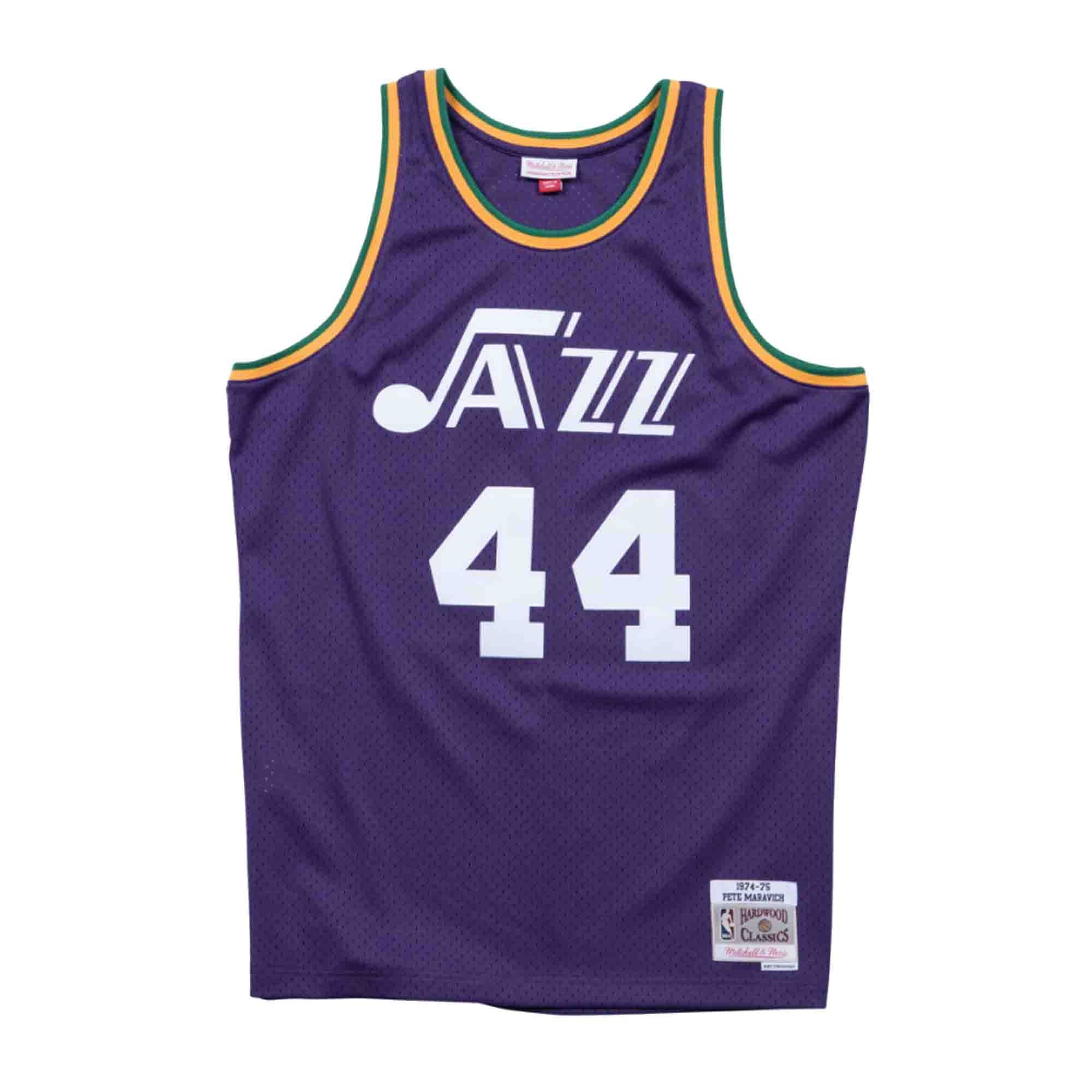 NBA Swingman Jersey New Orleans Jazz Road 1974 75 Pete Maravich 44 Broskiclothing