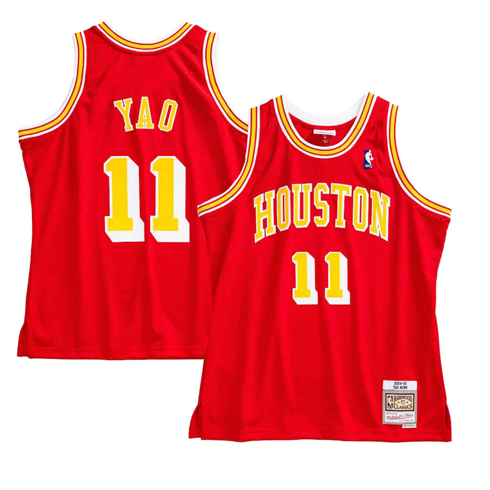 Yao Ming Houston Rockets Mitchell & Ness Hardwood Classics 2004/05 Split  Swingman Jersey - Navy/Red