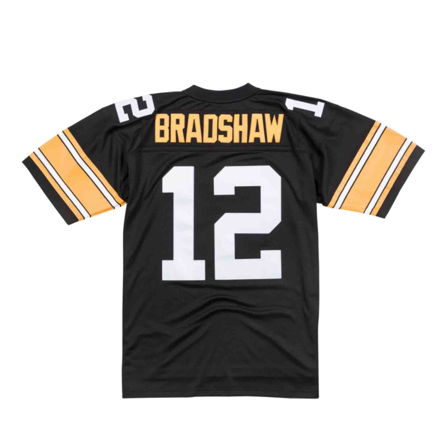 Men's Mitchell & Ness Terry Bradshaw Black/Gold Pittsburgh Steelers 1976 Split Legacy Replica Jersey Size: Extra Large