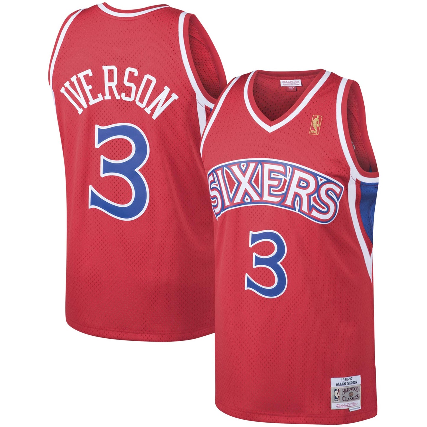 Allen Iverson Philadelphia 76ers Mitchell & Ness Hardwood Classics Swingman  Jersey - Red