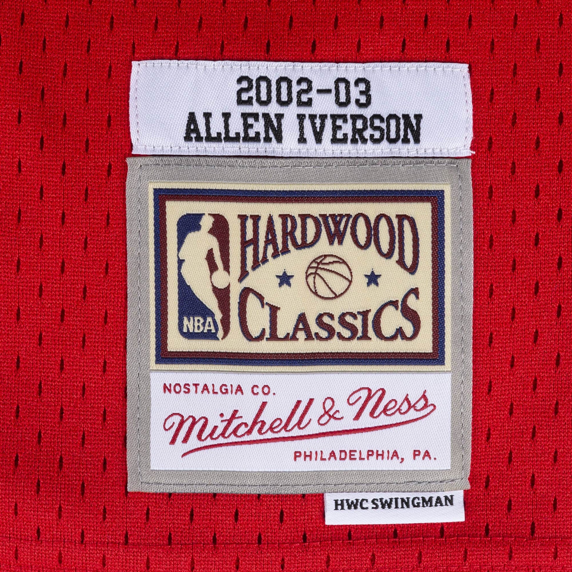 Men's Mitchell & Ness Allen Iverson Red Philadelphia 76ers Hardwood Classics Lunar New Year Swingman Jersey